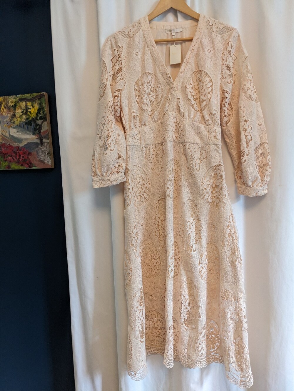 NWT MAJE Romy Guipure Lace Midi Dress Medium (8-10 US) Tag EU 42 See Measurement